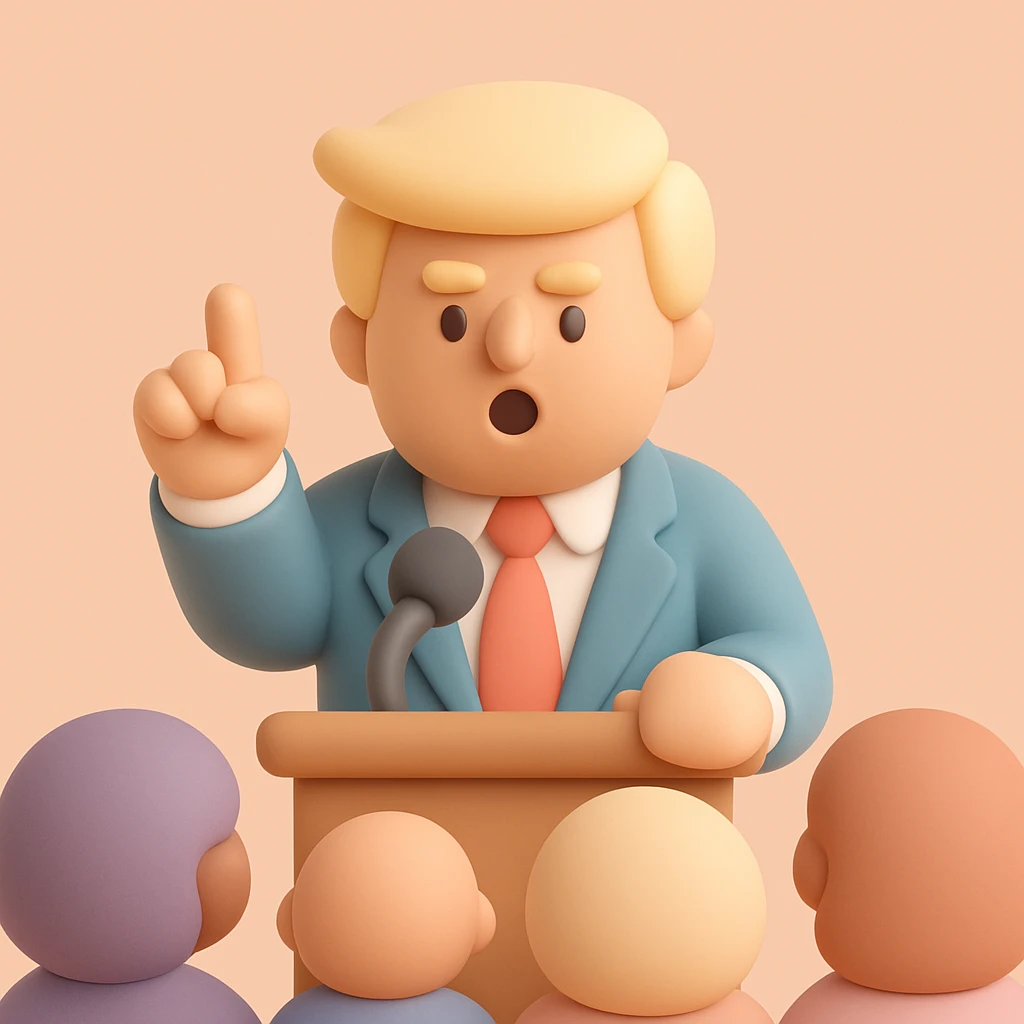 Donald Trump speaking at a rally emoji