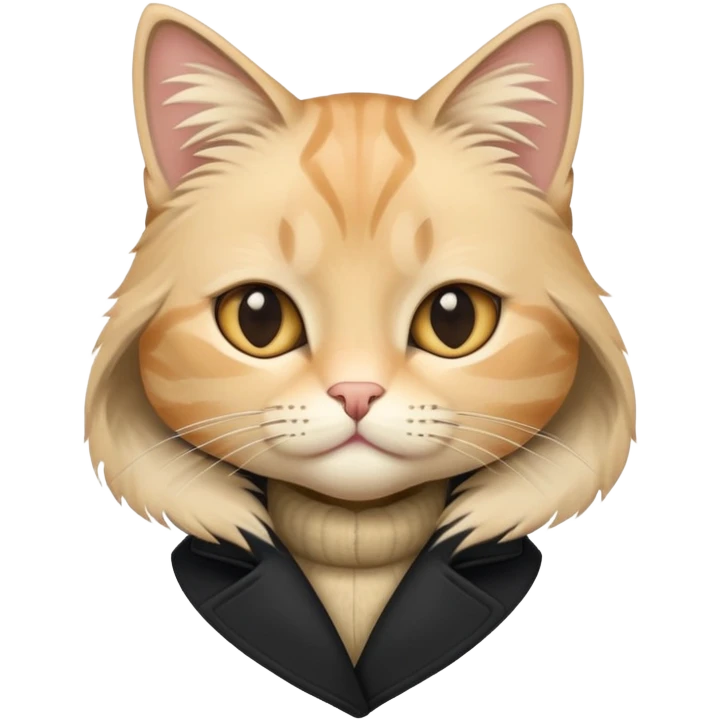 Beige cat in the black coat emoji