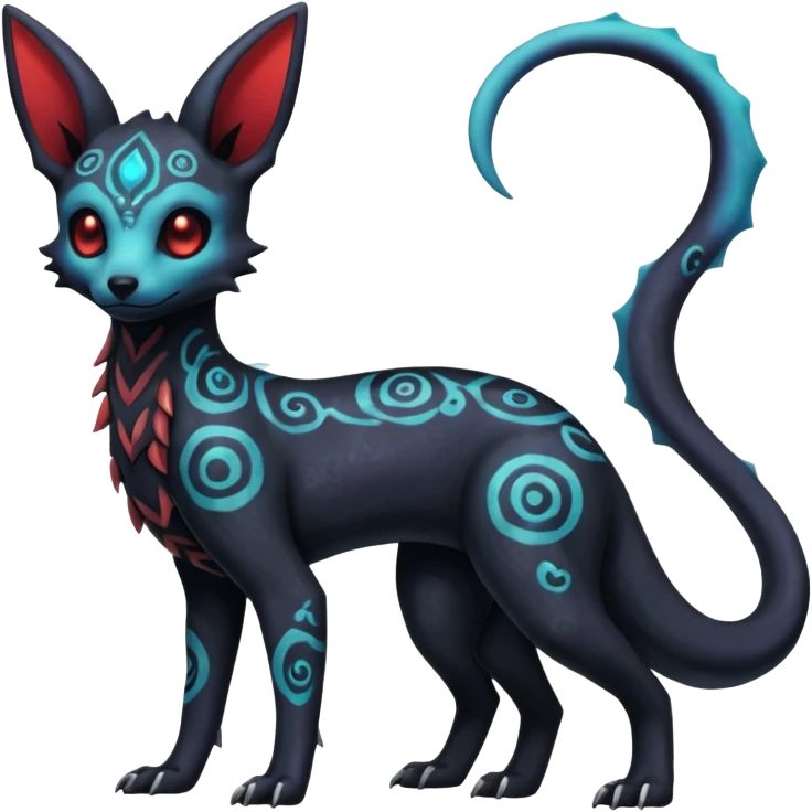 Nebulae Gothic Spooky Umbreon-Salandit-Cubone-Duskull-Noibat-Fakémon-hybrid-creature (full body)  emoji
