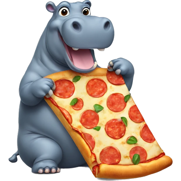 hippo eating pizza emoji