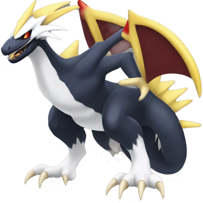 Black Cool Edgy Nargacuga-Garchomp-Absol Fakémon  with White and Red and yellow Edgy markings emoji