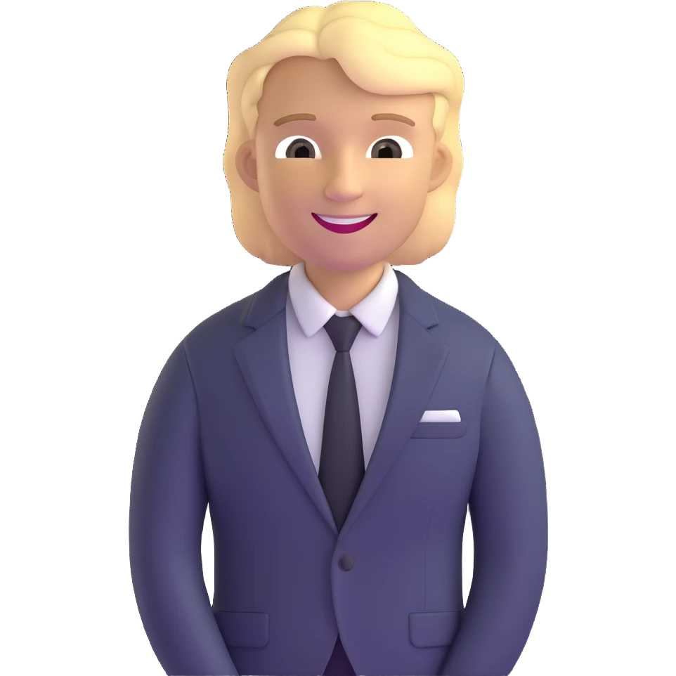 Oleg Tinkov, smiling, blond hair, business casual emoji