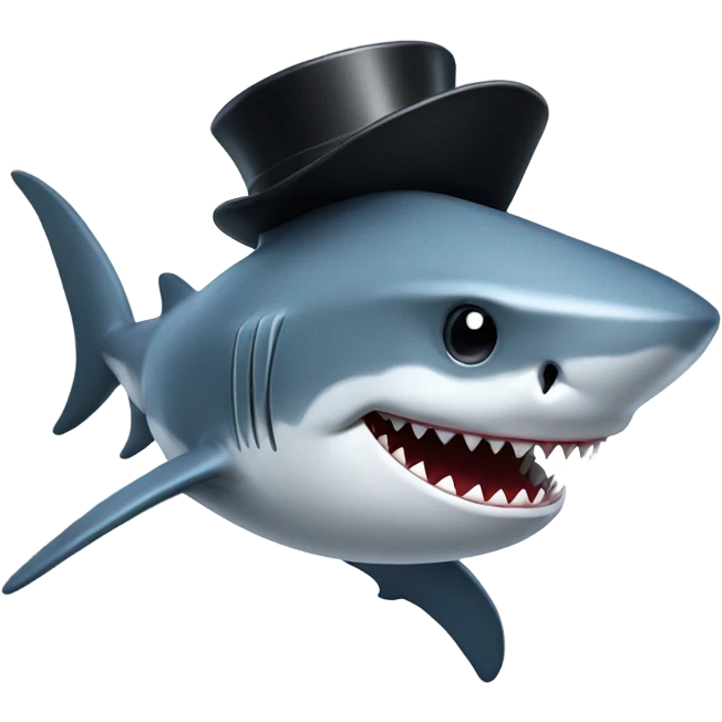Shark with a top hat emoji