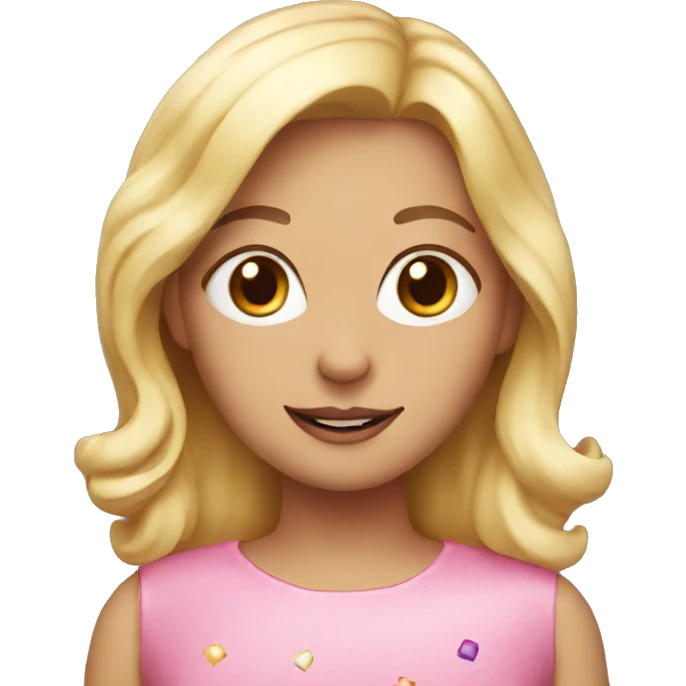 blonde girl with birthday cake emoji