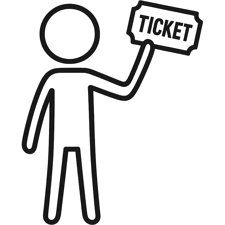 stickman holding a ticket in hand emoji