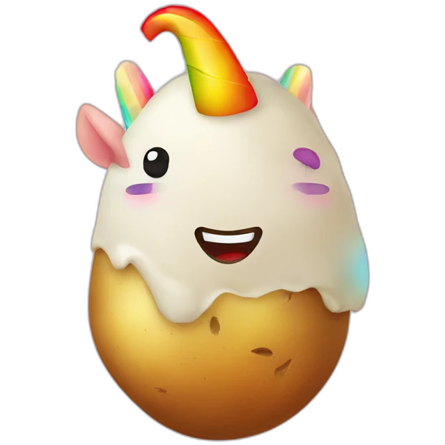 potato with unicorn head, rainbow emoji