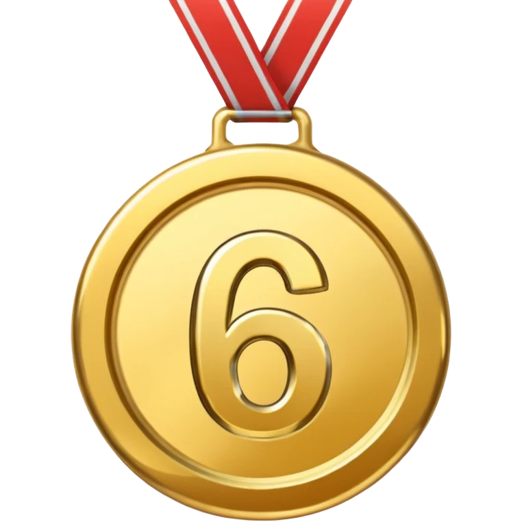 sixth place medal with number 6 on it emoji