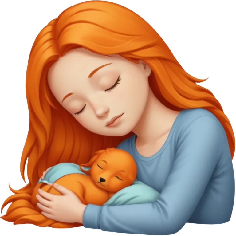 Orange long hair girl sleeping emoji