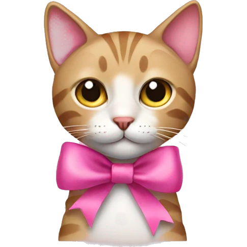Cat with pink ribbon  emoji