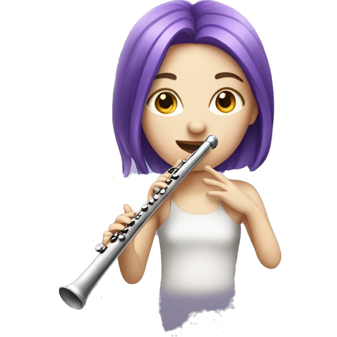 Pale girl with purple hair playing flute emoji