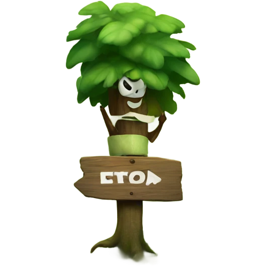 a way in the forest with a sign emoji