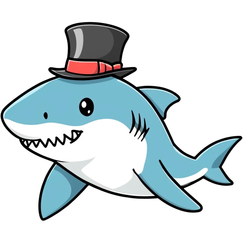 Shark with a top hat emoji