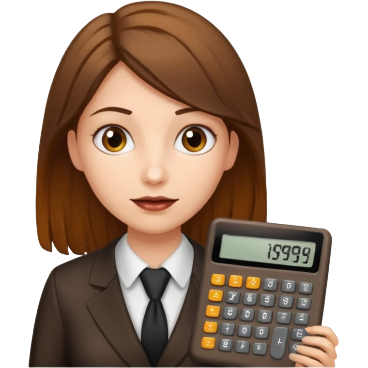 female accountant with calculator covered in shit emoji