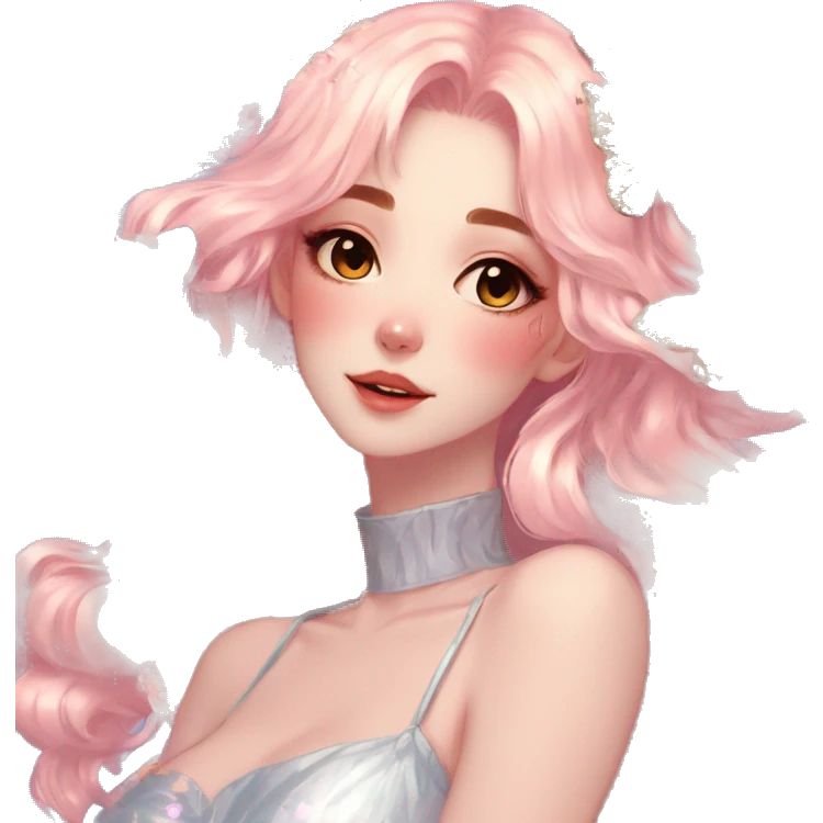 gorgeous shiny blushing anime lady with butterflies and beautiful hair fairycore high quality detailed vogue trending aesthetic emoji