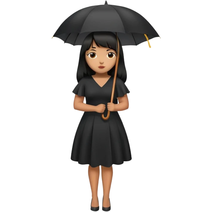 Latina girl with bangs black long hair plus size black dress with umbrella  emoji