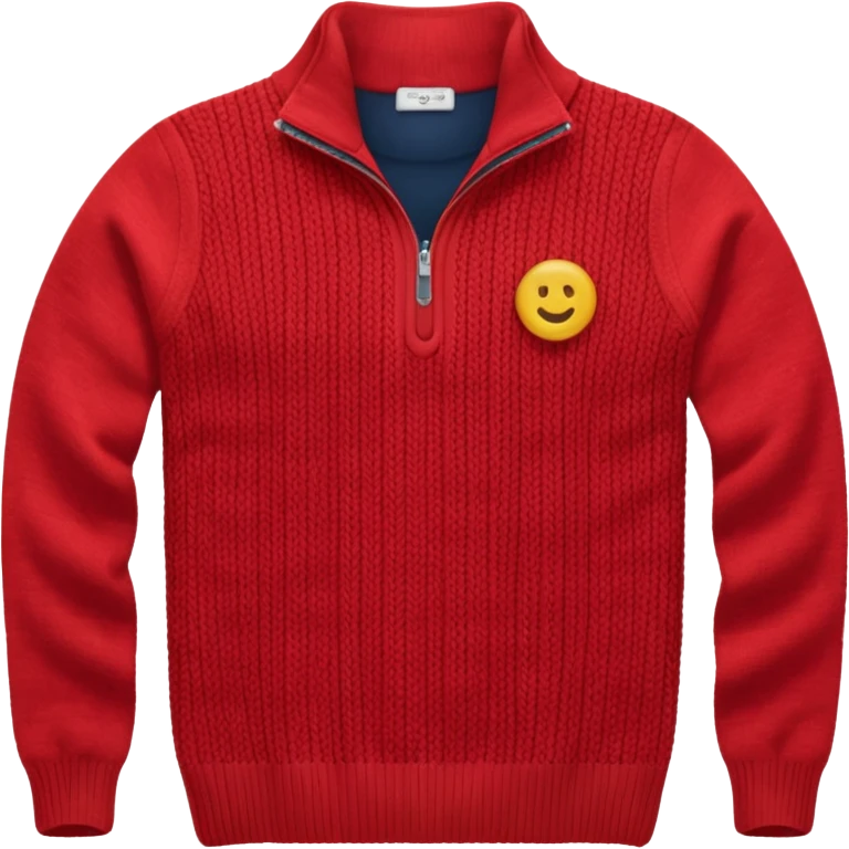 red knitted quarter zip with the knitting visible emoji