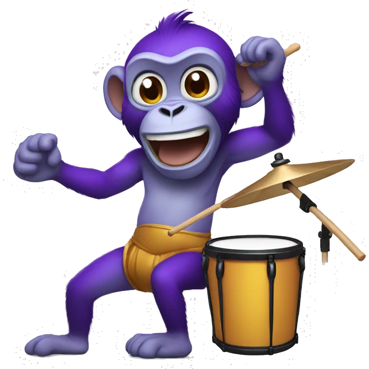 purple monkey beating drums emoji