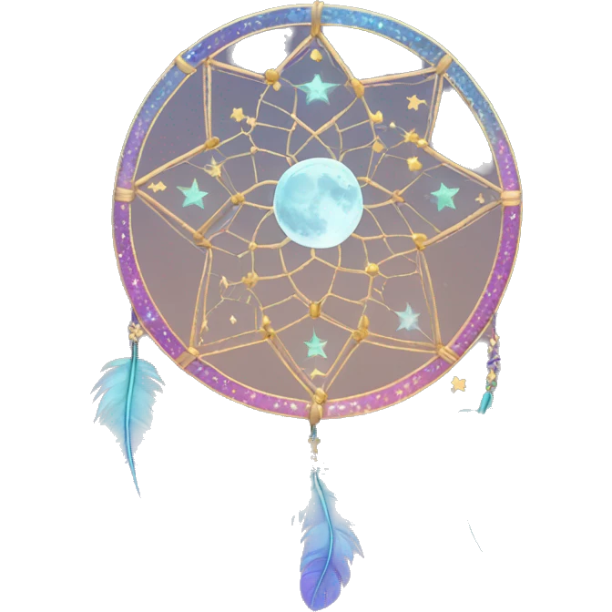 Sparkly moon-and-stars dreamcatcher emoji
