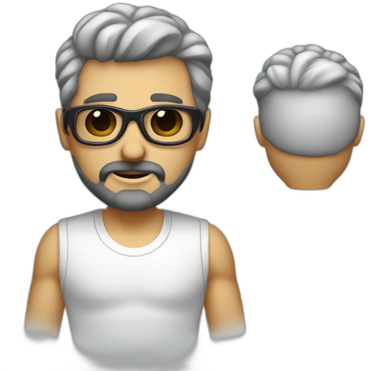hombre blanco con barba corta blanca y gafas metálicas emoji