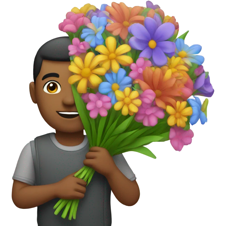 A man holding flowers emoji