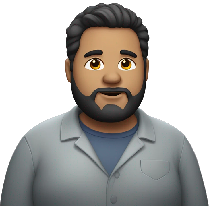 Fat man with beard and dark hair side parting emoji