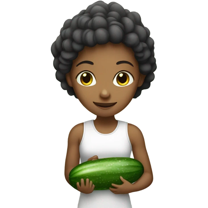 Girl holding a cucumber emoji