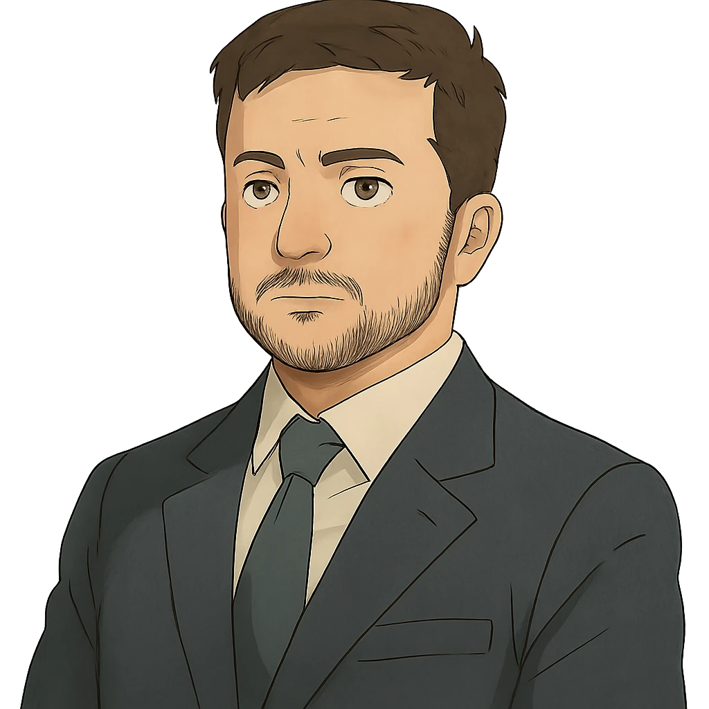portrait of Vladimir Zelensky in a business suit, ghibli style, no background emoji