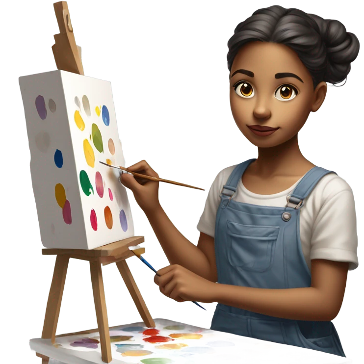 Girl painting art to numbers emoji