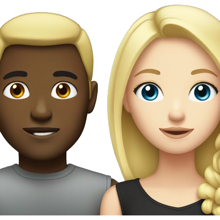 Blonde girl blue eyes with Black guy  emoji
