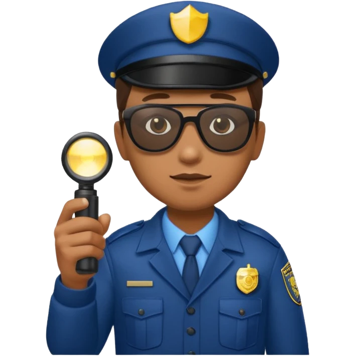 school security, sun glasses, holding flashlight emoji
