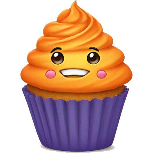 Orange cupcake with a happy face  emoji