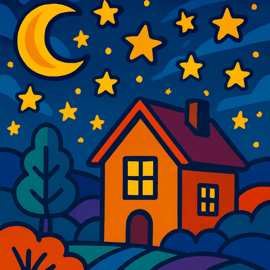 starry night vibrant cartoon style emoji