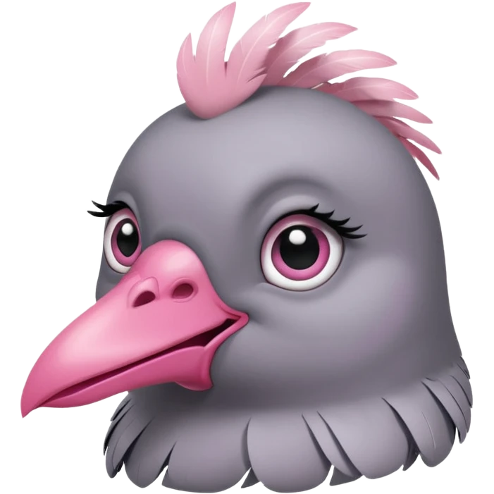 pigeon head with long eyelashes and sassy 'yasss' hands, expressive, fun emoji