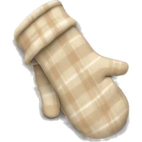 pair of plaid beige winter mits emoji