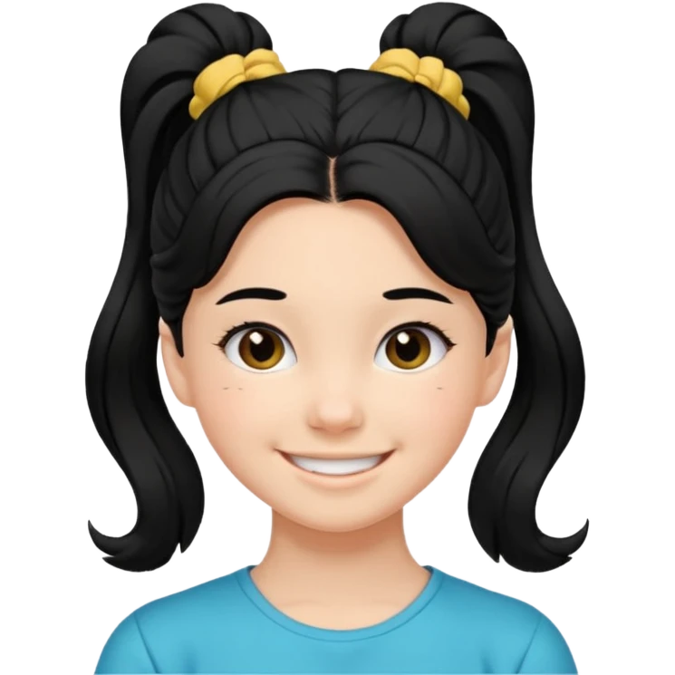 Teen girl with scrunchie ponytail black hair emoji