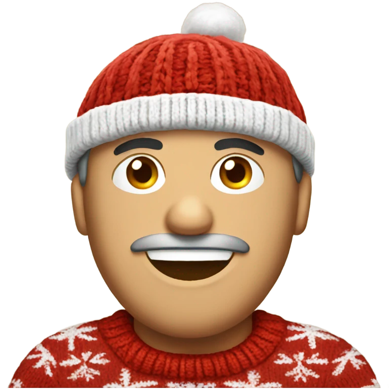 Italian man wearing a knitted Christmas sweater and a Santa hat  emoji