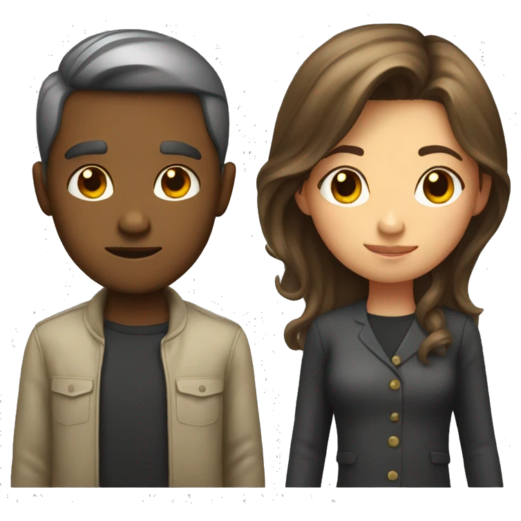 A boy and girl with a judgy face  emoji