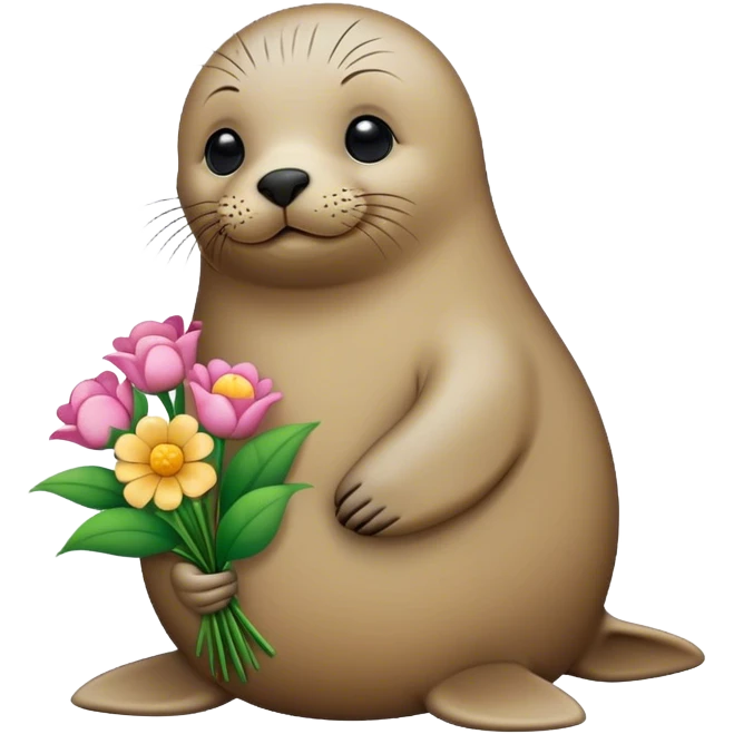seal holding flowers emoji
