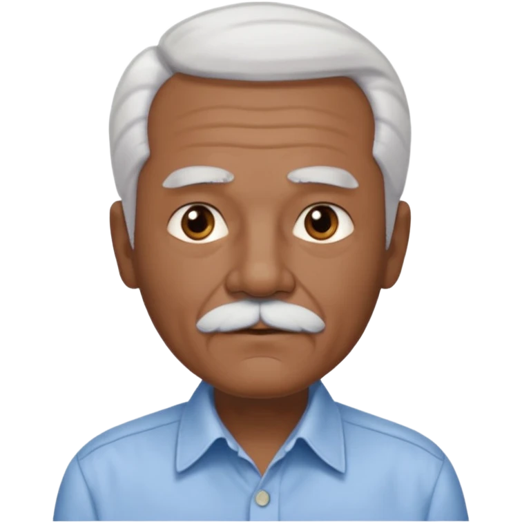 An elderly man emoji with medium-dark skin, swept-back white hair, thick eyebrows, and a short straight white mustache. emoji