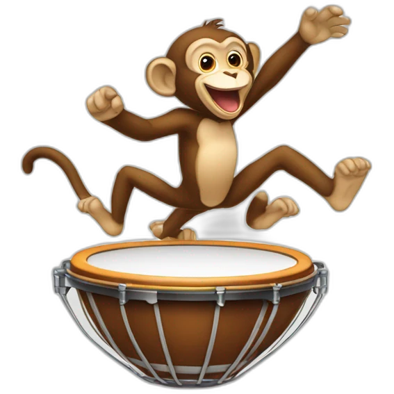 Jumping monkey with timpani emoji