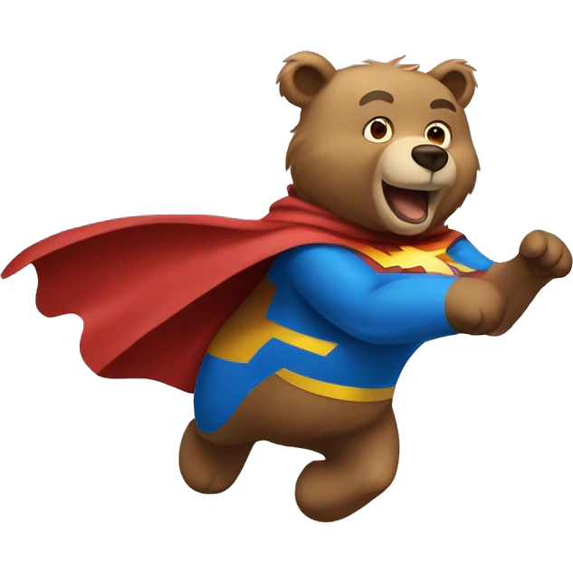 superhero bear flying only wearing a cape emoji