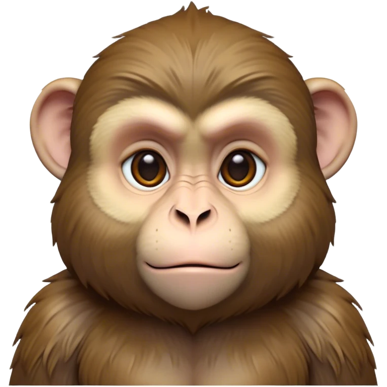 Cinematic Noble Macaque Portrait Emoji, Poised and regal, with a smart, agile build and expressive, deep-set eyes, adorned with soft, detailed fur and a dignified expression, Simplified yet sharp and sophisticated features, highly detailed, glowing with a soft, natural radiance, high shine, intelligent and commanding, stylized with an air of primate nobility, focused and alert, soft glowing outline, capturing the essence of a watchful and confident guardian that appears ready to leap out of the screen with effortless authority! emoji