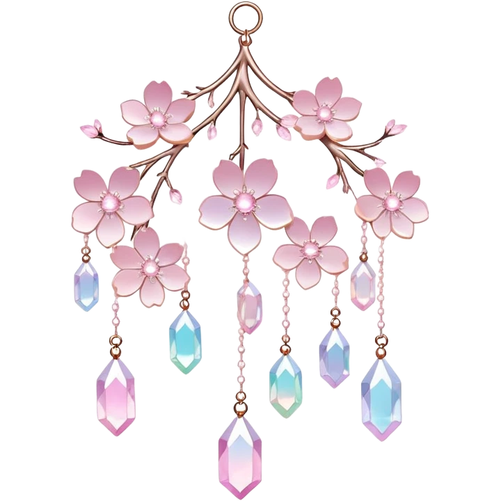 Hanging Iridescent pastel pink sakura crystals white-pearly suncatcher emoji