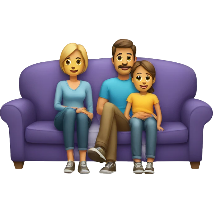 mom and dad and kid on couch emoji