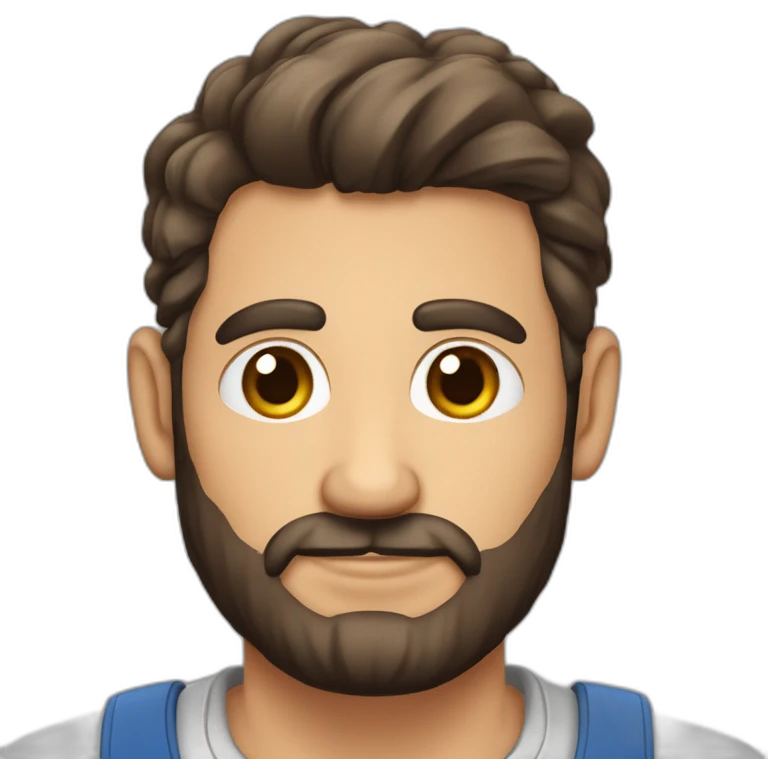 Hombre piel clara barba cartaña rojiza, pelo moreno frente amplia emoji