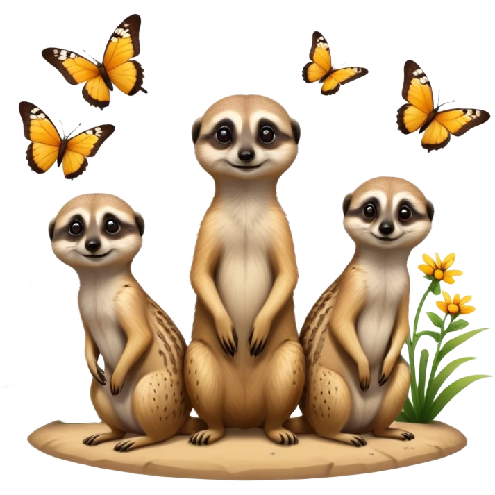 Meerkats and butterflies  emoji