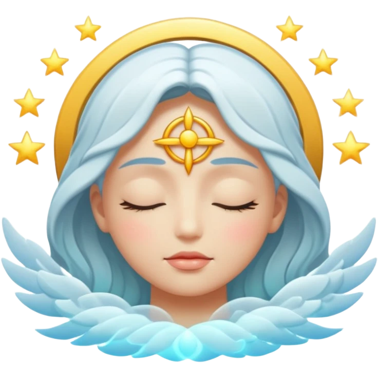 closed eye with a glowing symbol above emoji