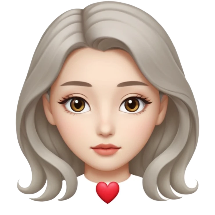 ผู้หญิงรูปหน้า
ดวงตา: สีเทาใส ไล่เฉดอ่อนเข้ม มีไฮไลต์เล็ก ๆ ทำให้ดูเฉียบ
ชั้นตา: สองชั้นชัด ปลายหางตาเฉียงขึ้นเล็กน้อย
ขนตา: ยาว งอน เน้นความคม
คิ้ว: สไตล์สาวเกาหลีสายเท่
ริมฝีปาก: ทรงกระจับบาง ยิ้มมุมปากเดียว
ผิว: ขาวอมเบจ ผิวแมตต์เรียบ
ผมตรงยาวเงา emoji