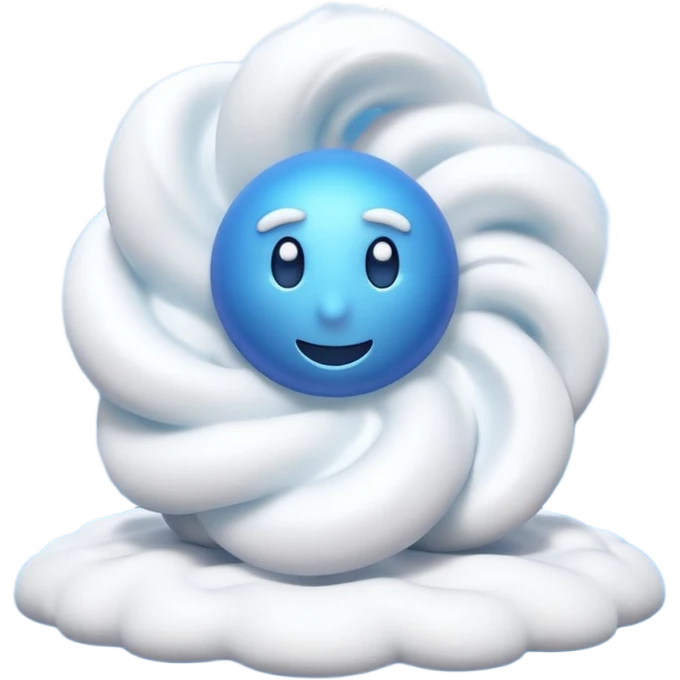 3D render of Blizzard, miniature weather phenomenon, volumetric particle effects, swirling white snow and wind vortex, elemental energy, emoji style, isolated on white background --v 6.0. emoji