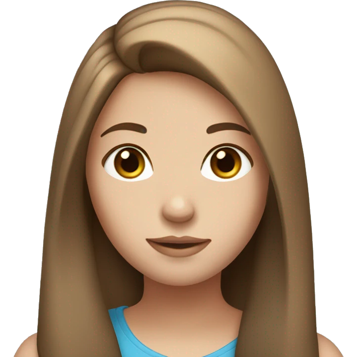 a girl with brown straight hair, fair skin and blue eyes emoji